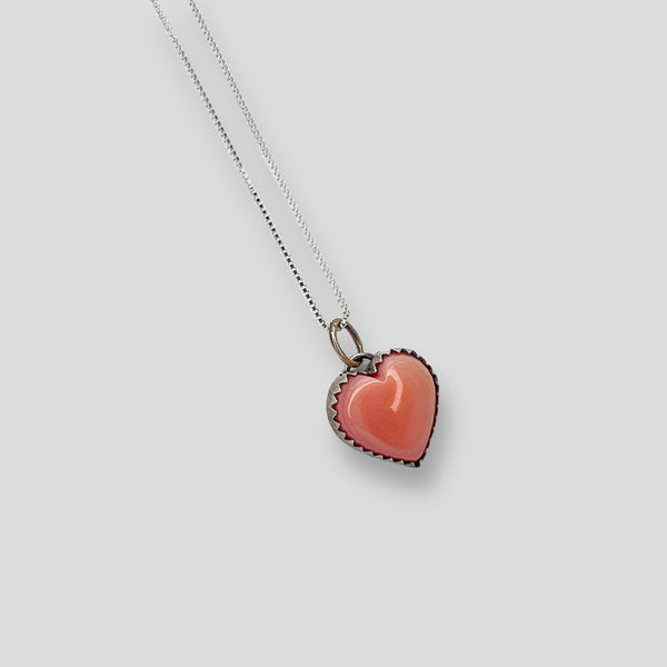 Pink Conch Sterling Silver Heart Necklace