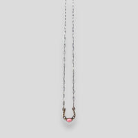 Pink Conch and Sterling Silver Horseshoe Necklace Thin