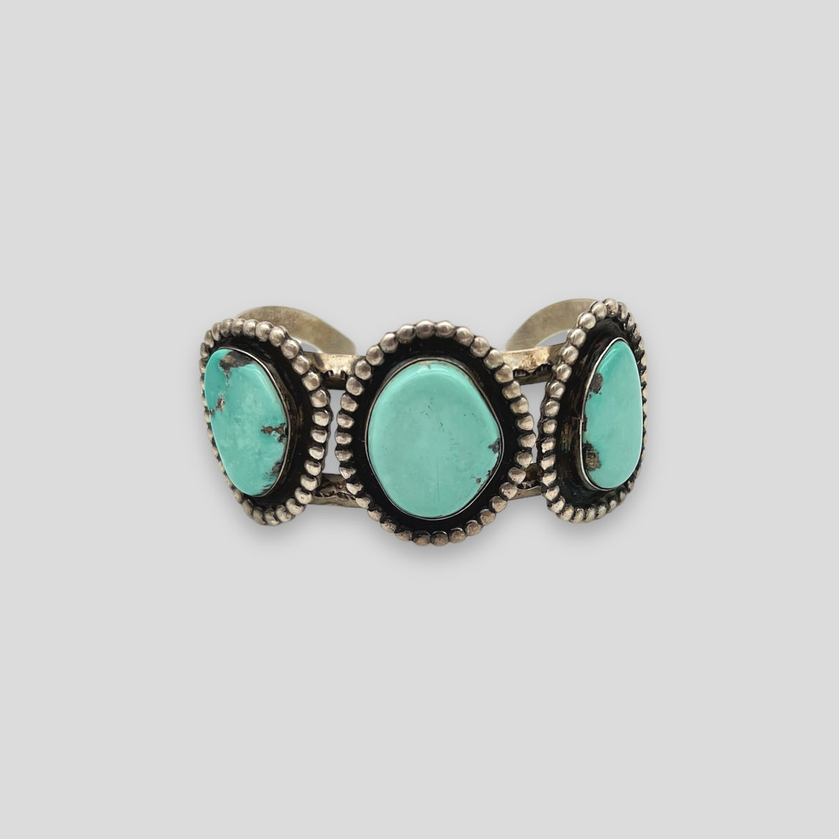 Vintage Turquoise and Sterling Silver 3 Stone Cuff and Ring Set
