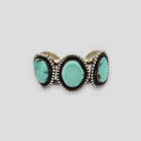 Vintage Turquoise and Sterling Silver 3 Stone Cuff and Ring Set
