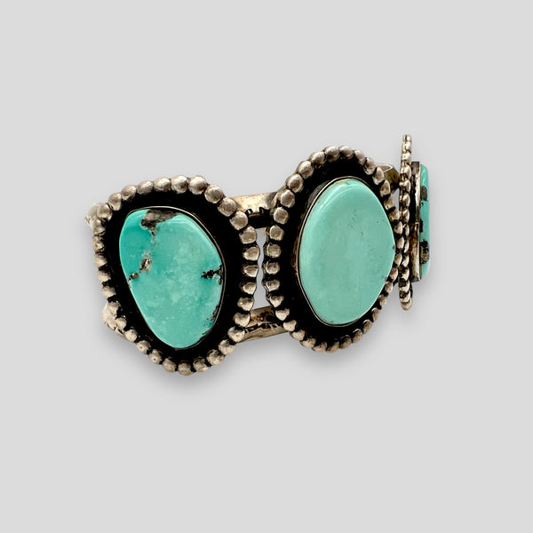 Vintage Turquoise and Sterling Silver 3 Stone Cuff and Ring Set