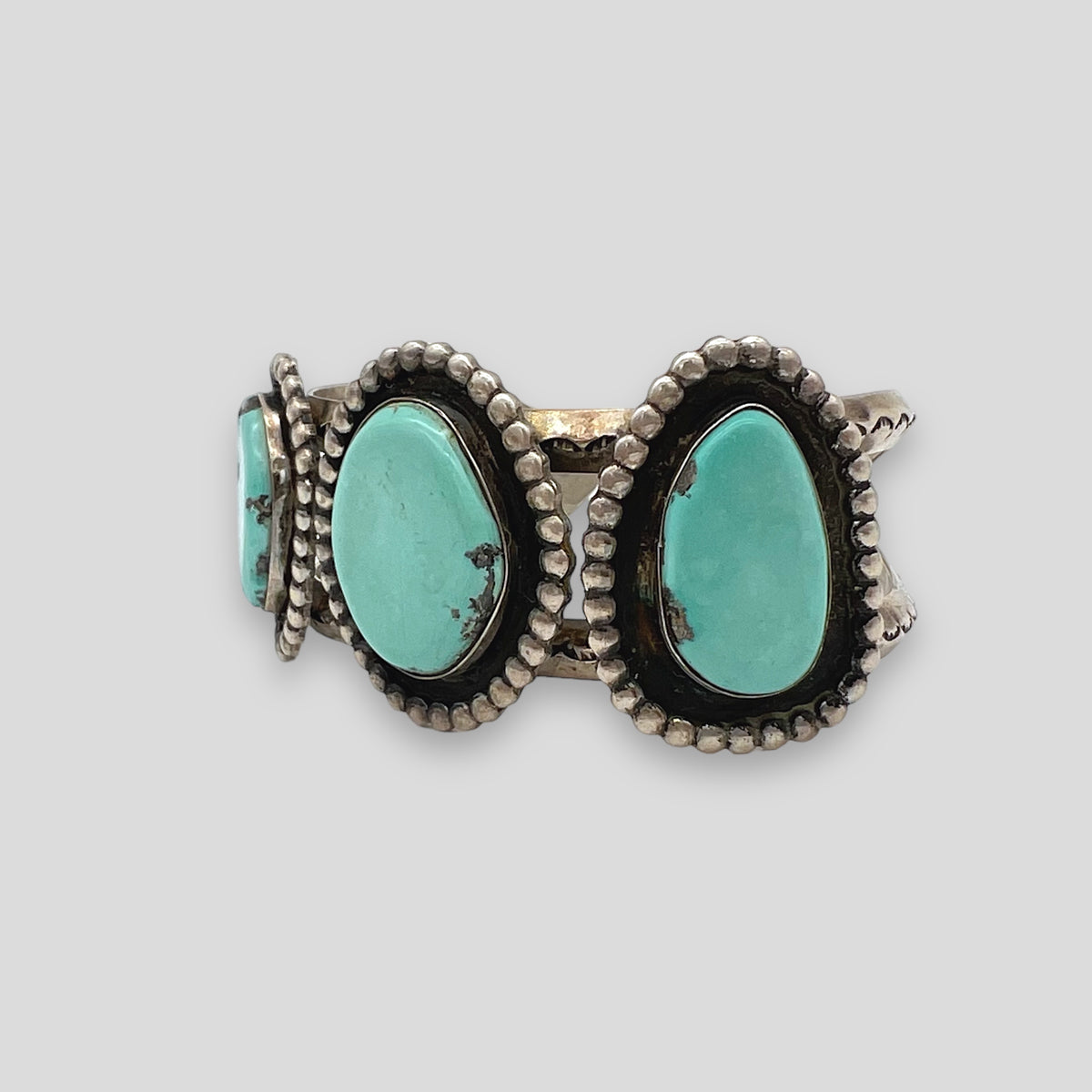 Vintage Turquoise and Sterling Silver 3 Stone Cuff and Ring Set