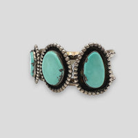 Vintage Turquoise and Sterling Silver 3 Stone Cuff and Ring Set