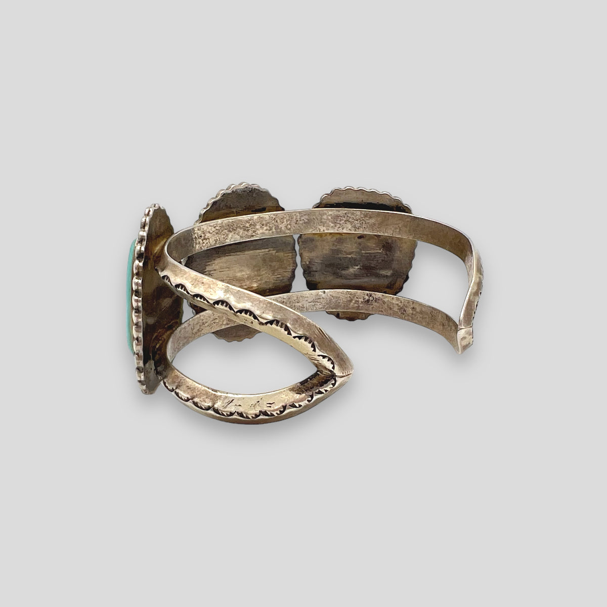 Vintage Turquoise and Sterling Silver 3 Stone Cuff and Ring Set
