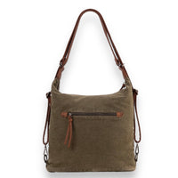 Wrangler Floral Tooled Denim Hobo/Crossbody Backpack (Convertible ) Olive