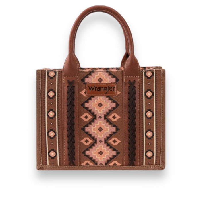 Wrangler Southwestern Print Small Canvas Tote/Crossbody - Dark Brown