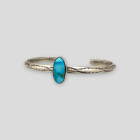 Native American Handcrafted Sterling Silver Oval Turquoise Bracelet