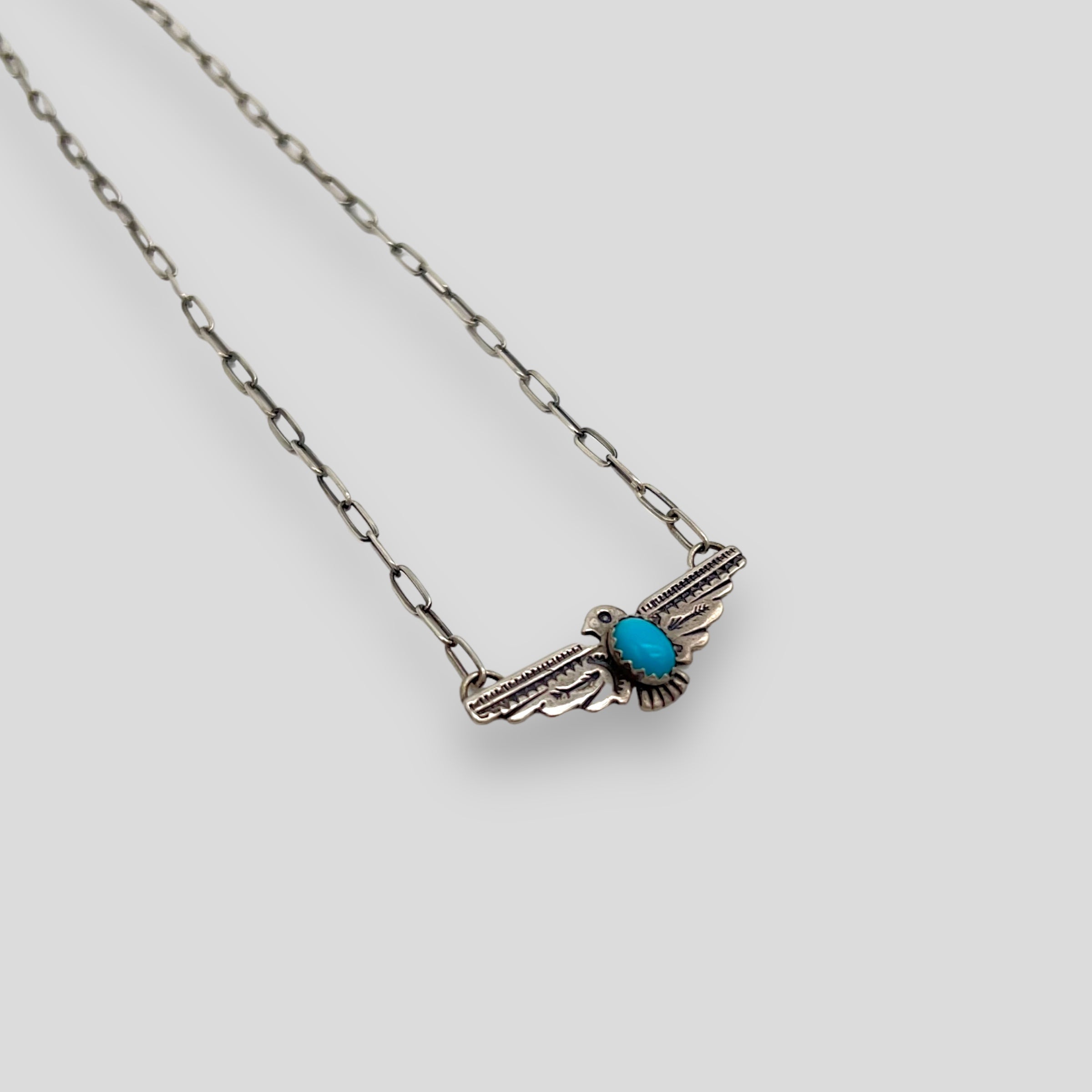 Turqouise and Sterling Silver Thunderbird Necklace – Drawnwest