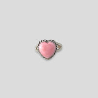 Pink Conch and Sterling Silver Heart Rings