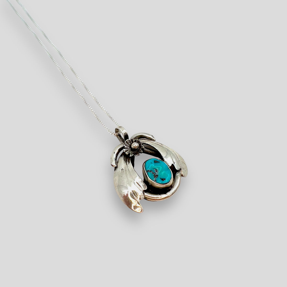 Vintage Turquoise and Sterling Silver Pendant Necklace