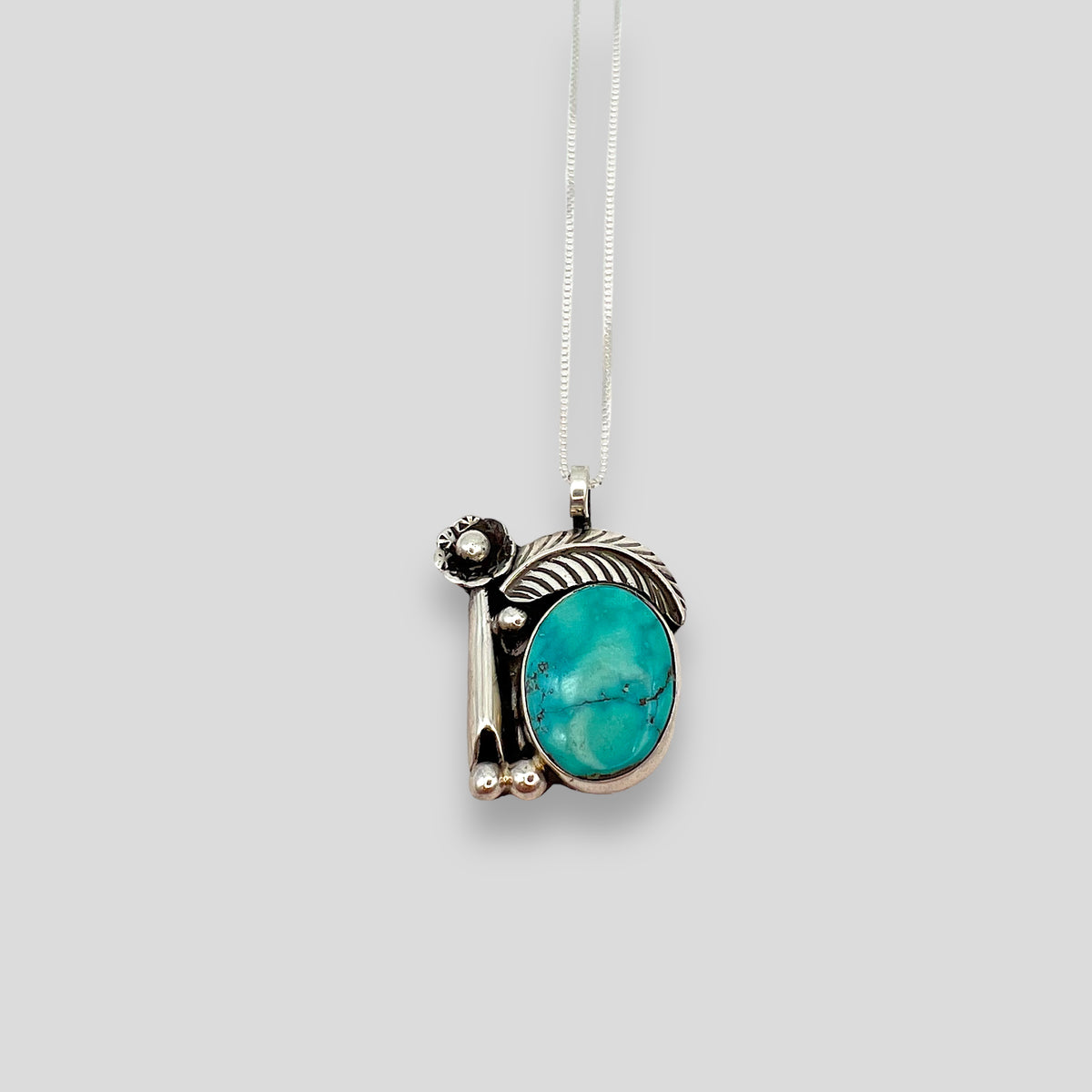 Vintage Turquoise and Sterling Silver Pendant Necklace