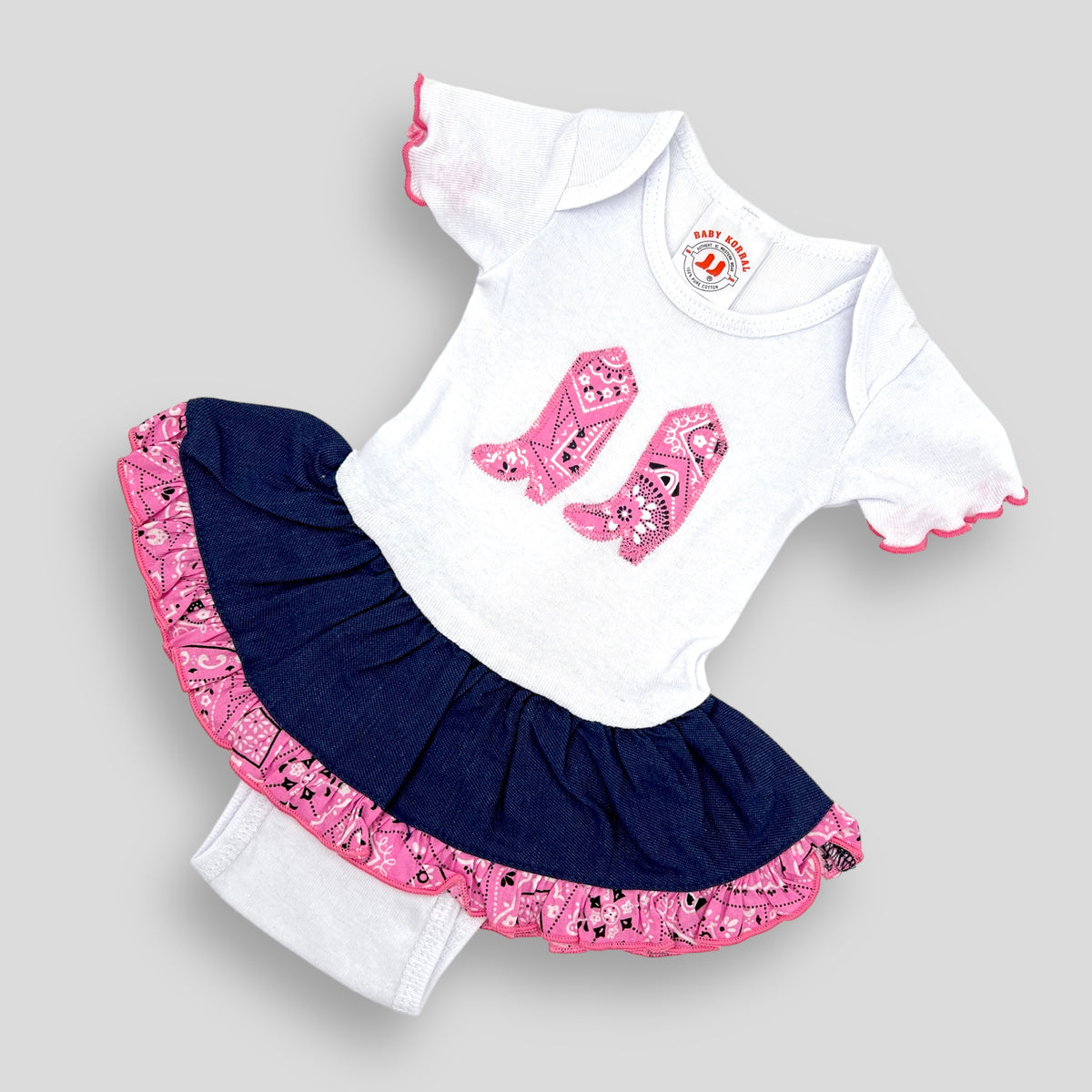 Baby Korral Jean Bandana Outfit - Pink - Infant