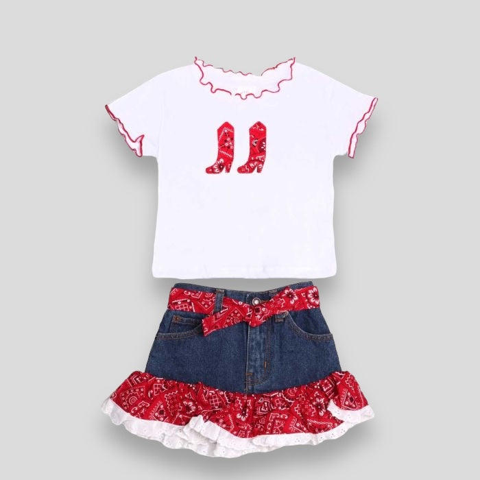 Kiddie Korral 2 Piece Bandanna Outfit- Red