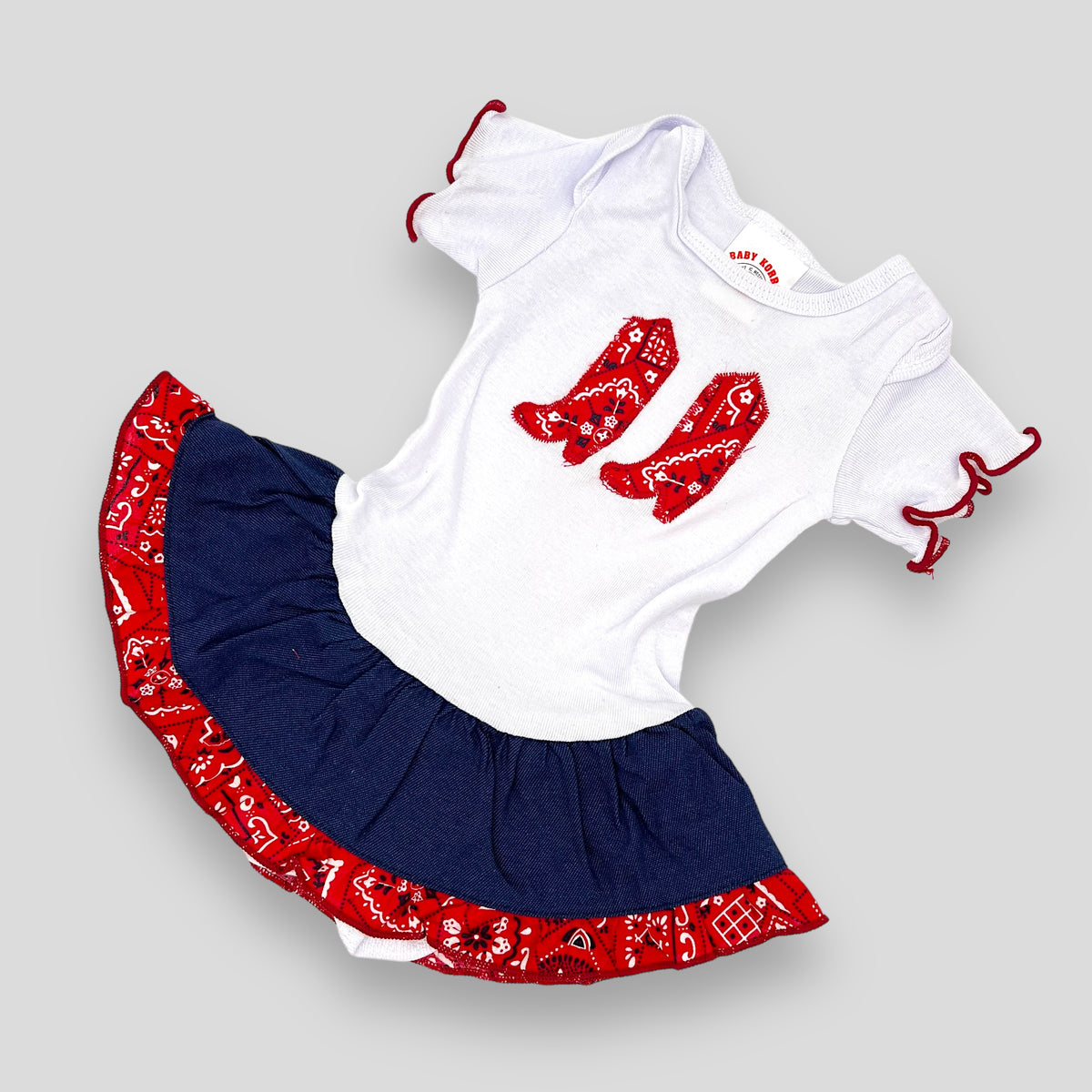 Baby Korral Jean Bandana Outfit - Red - Infant