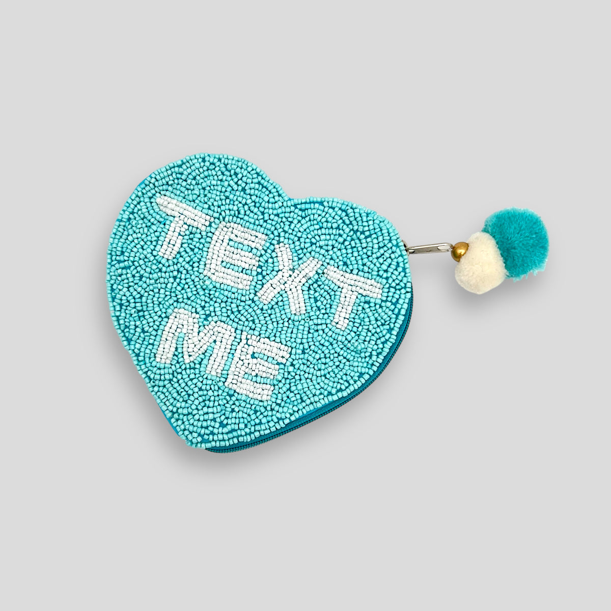 Text Me Hand Beaded Heart Pouch