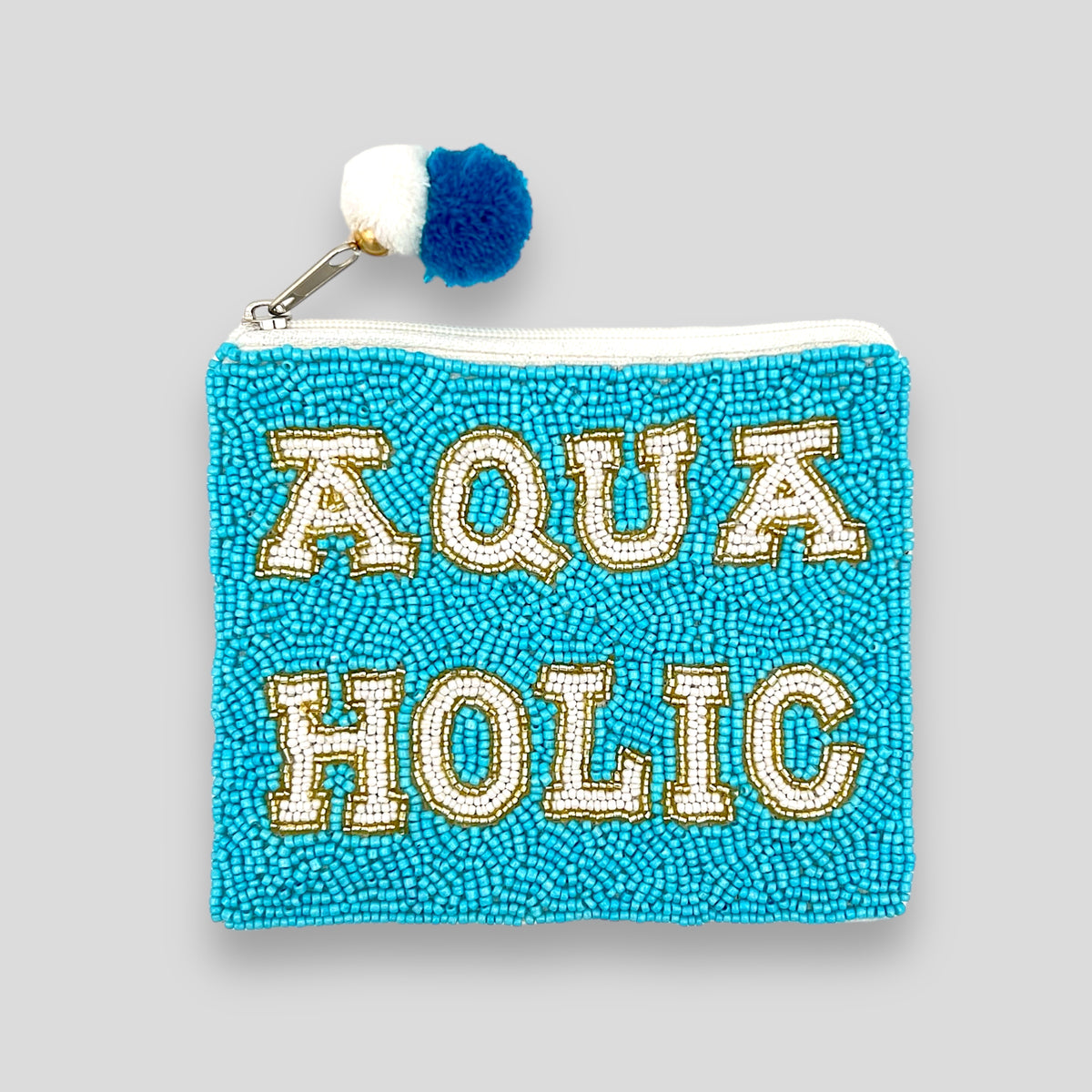 Aquaholic Hand Beaded Pouch