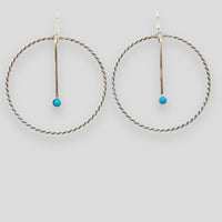 Turquoise and Sterling Silver Hoop Earrings