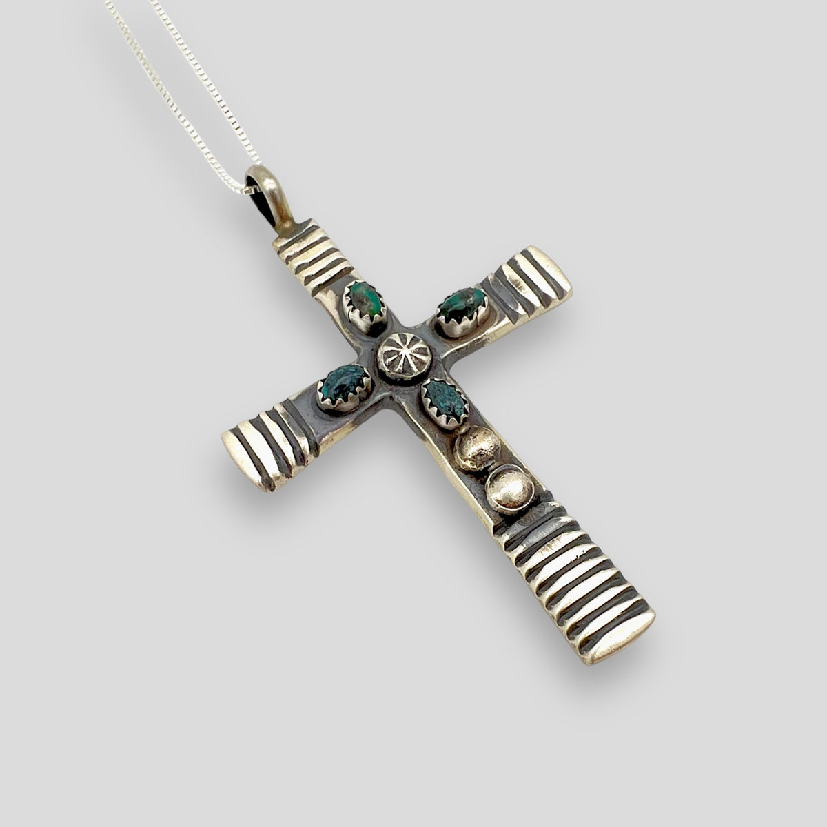 Turquoise and Sterling Silver Cross Pendant