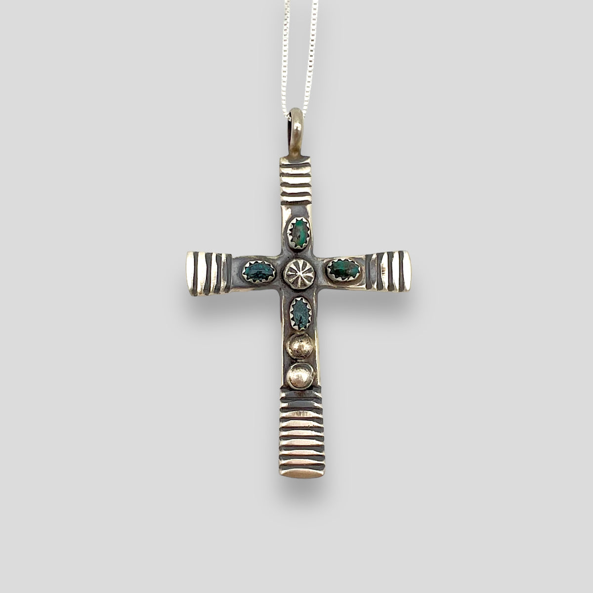 Turquoise and Sterling Silver Cross Pendant