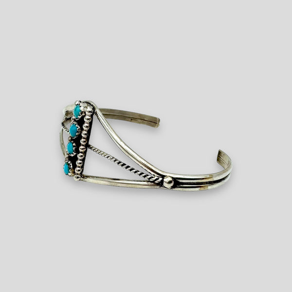 Handmade Sterling Silver 4 Stone Turquoise Bracelet