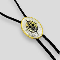 Silver and Gold Western Oval Bolo Tie