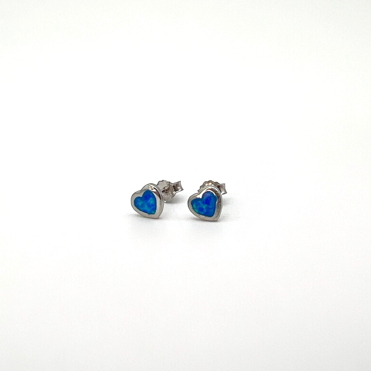 Mini Heart Blue Opal Earrings