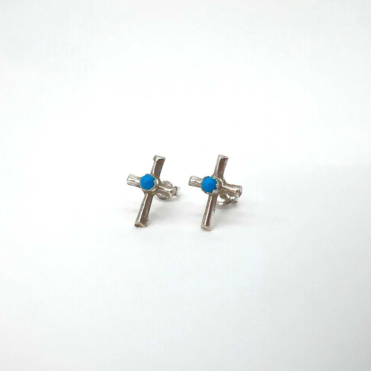 Little Cross Turquoise and Sterling Silver Earrings