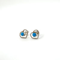 Small Turquoise and Sterling Silver Heart Studs