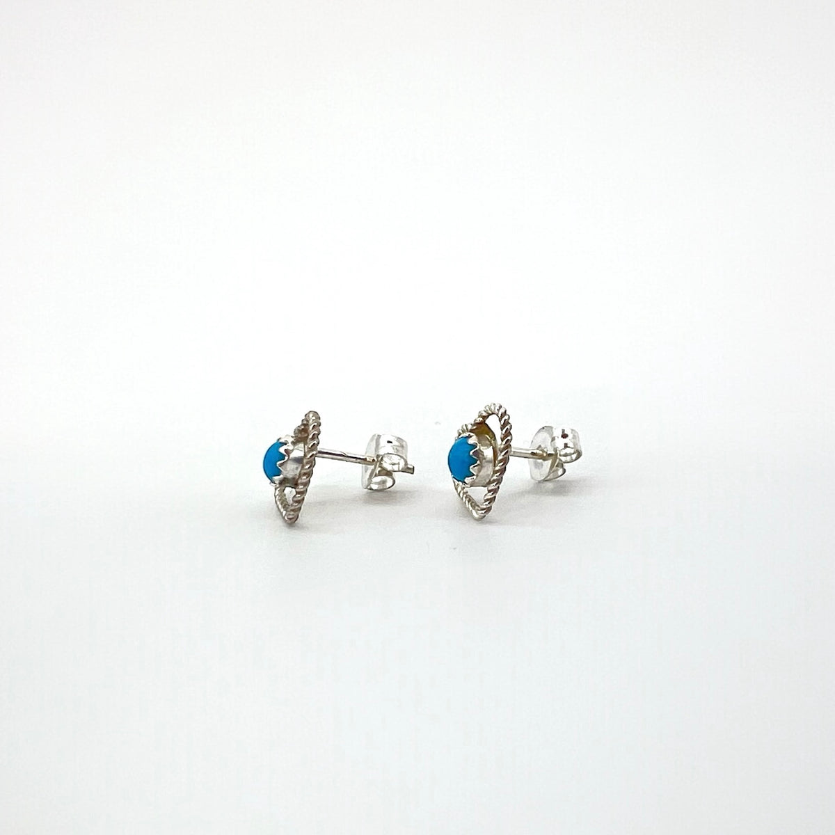 Small Turquoise and Sterling Silver Heart Studs