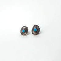 Small Turquoise and Sterling Silver Oval Studs