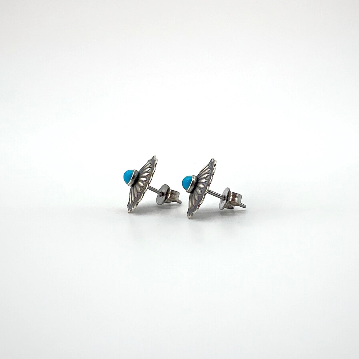 Small Turquoise and Sterling Silver Oval Studs