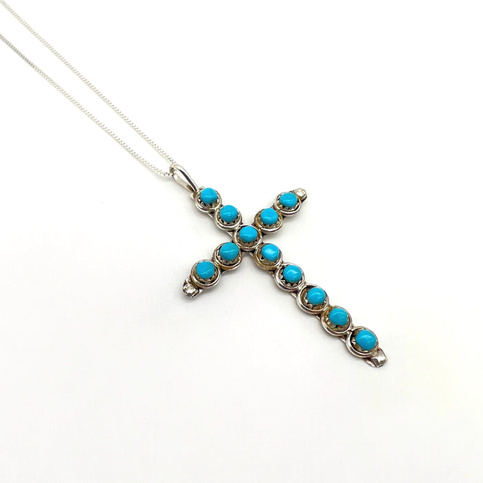 Sterling Silver and Turqouise Studded Cross