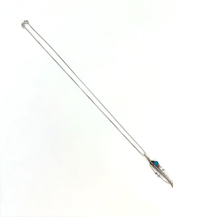 Feather with Turquoise Stone Necklace