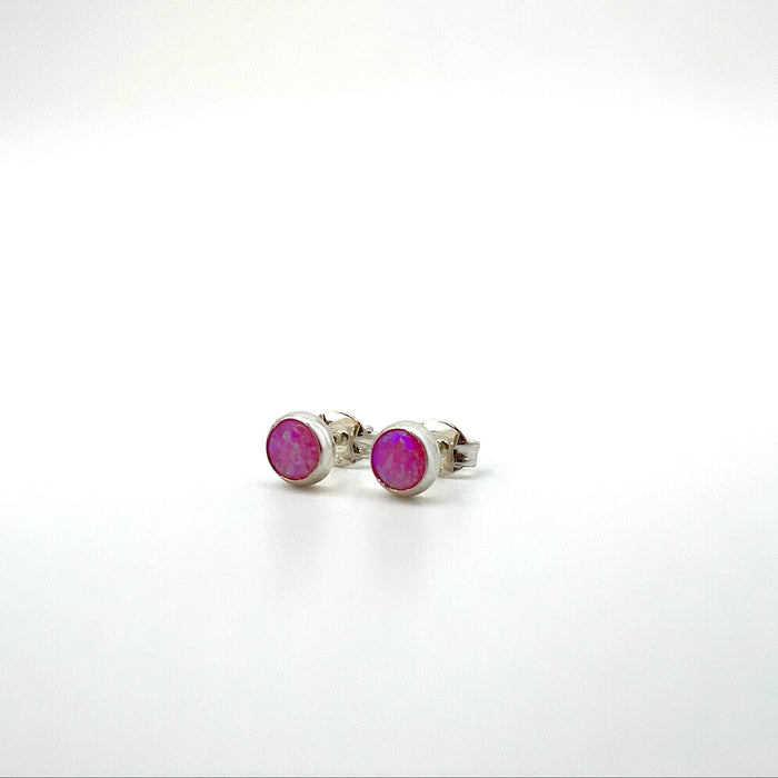 Hot Pink Opal Sterling Earrings