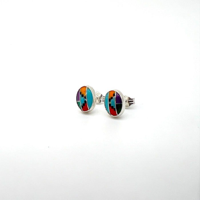 Multi Stone Oval Sterling Earrings