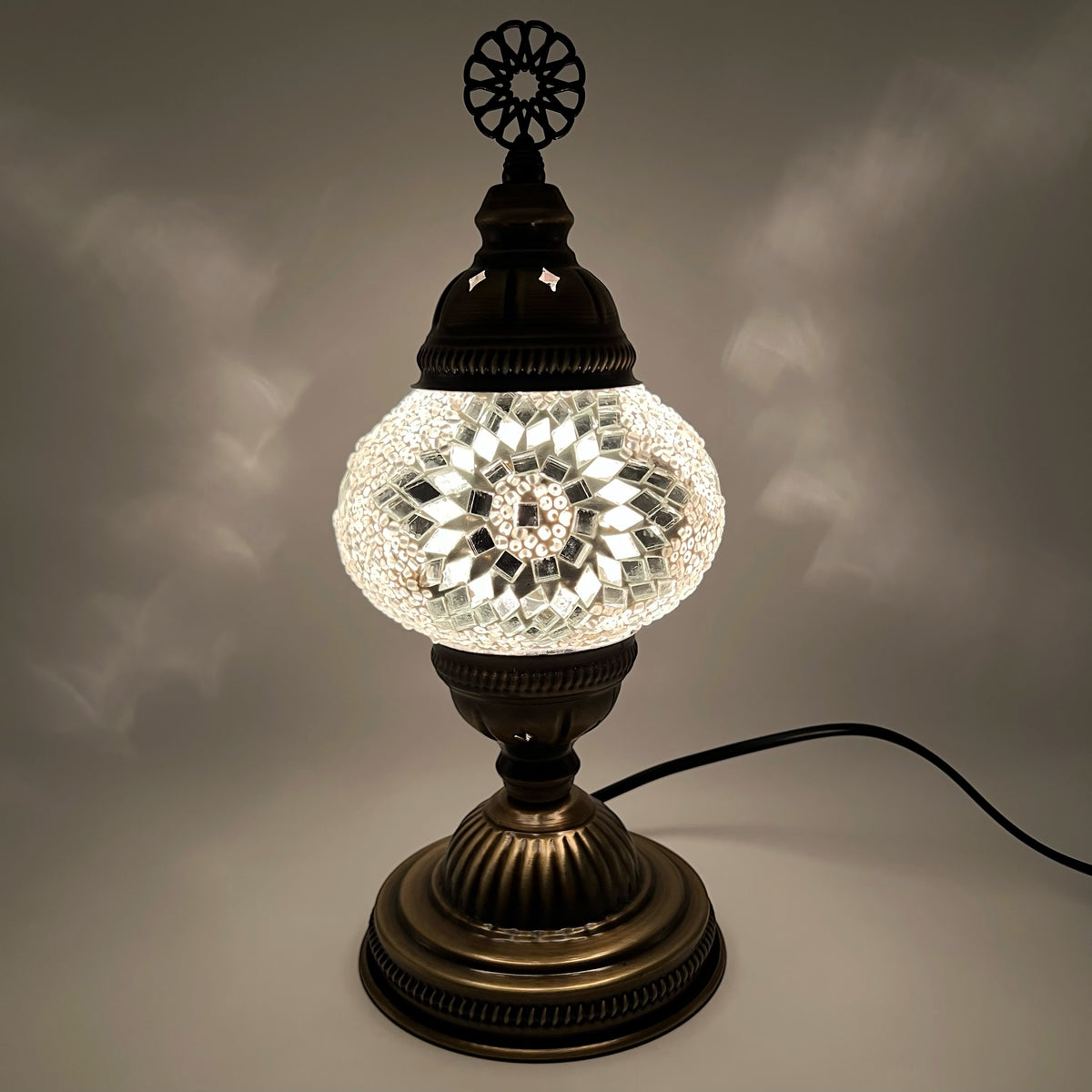 Medium Handmade Turkish Lamps - White