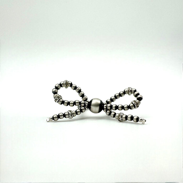 Navajo Pearl Sterling Silver Bow Ring - Sparkle