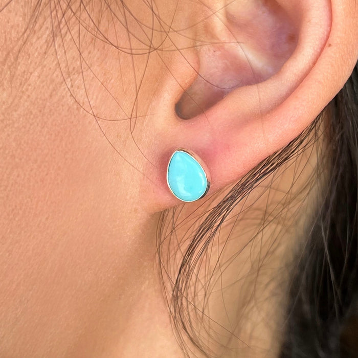 Turquoise Tear Drop Sterling Silver Studs