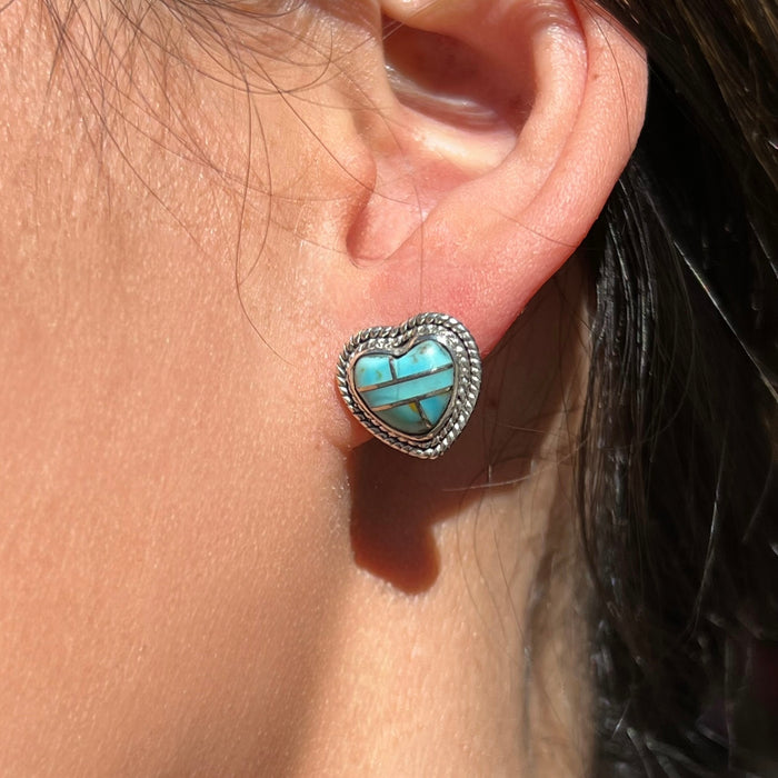 Turquoise Heart With Sterling Braided Detail