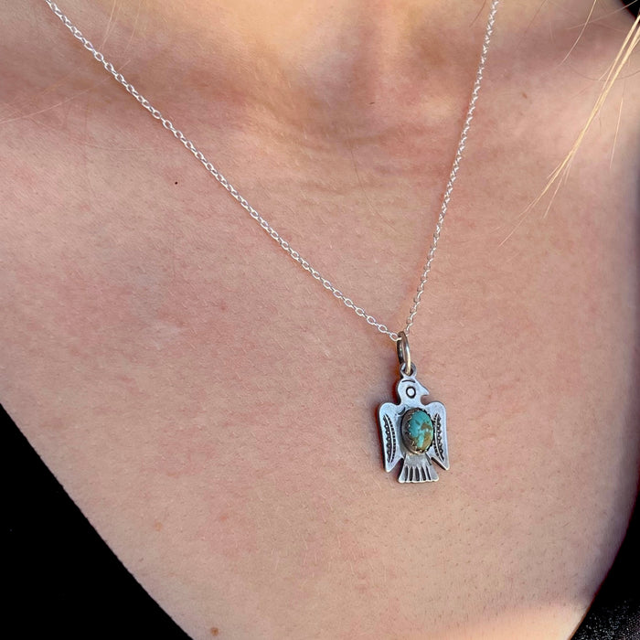 Turquoise Thunderbird Sterling Silver Adjustable Necklaces