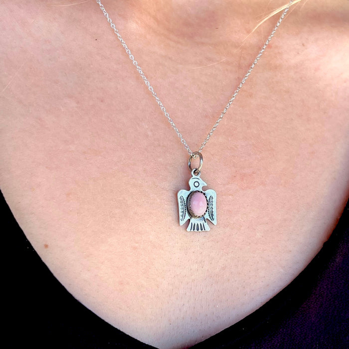 Pink Conch Thunderbird Sterling Silver Adjustable Necklaces