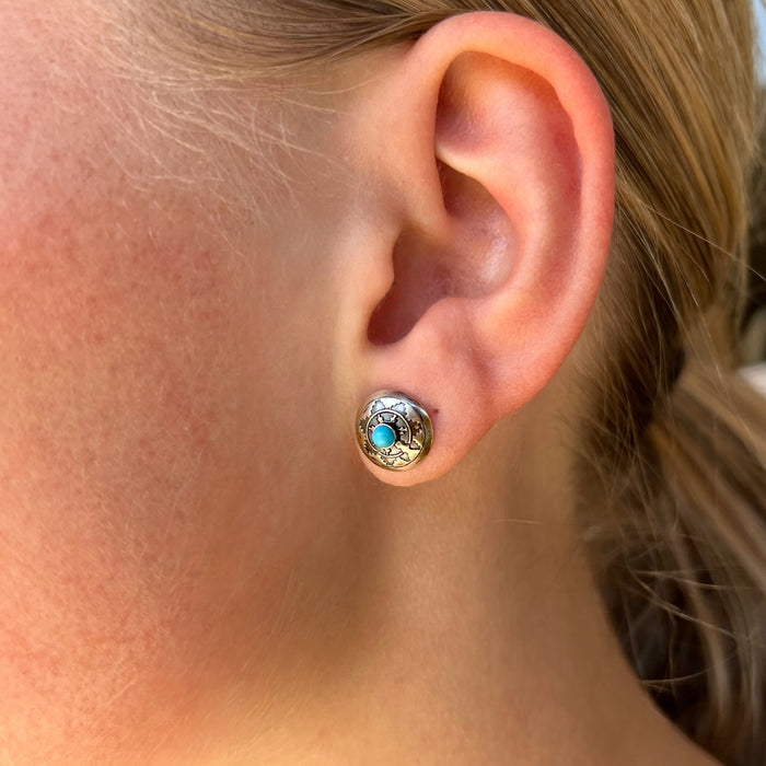 Turquoise and Sterling Siver Patterned Studs