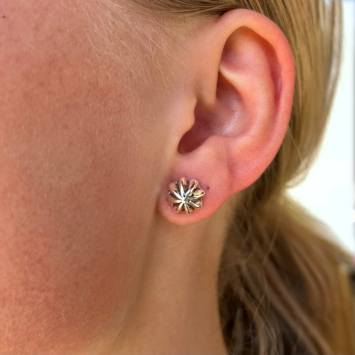 Sterling Silver Eight Petal Stud Earrings