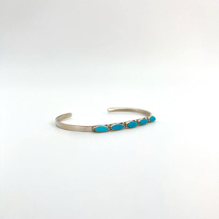 5 Stone Turquoise and Sterling Silver Bracelet