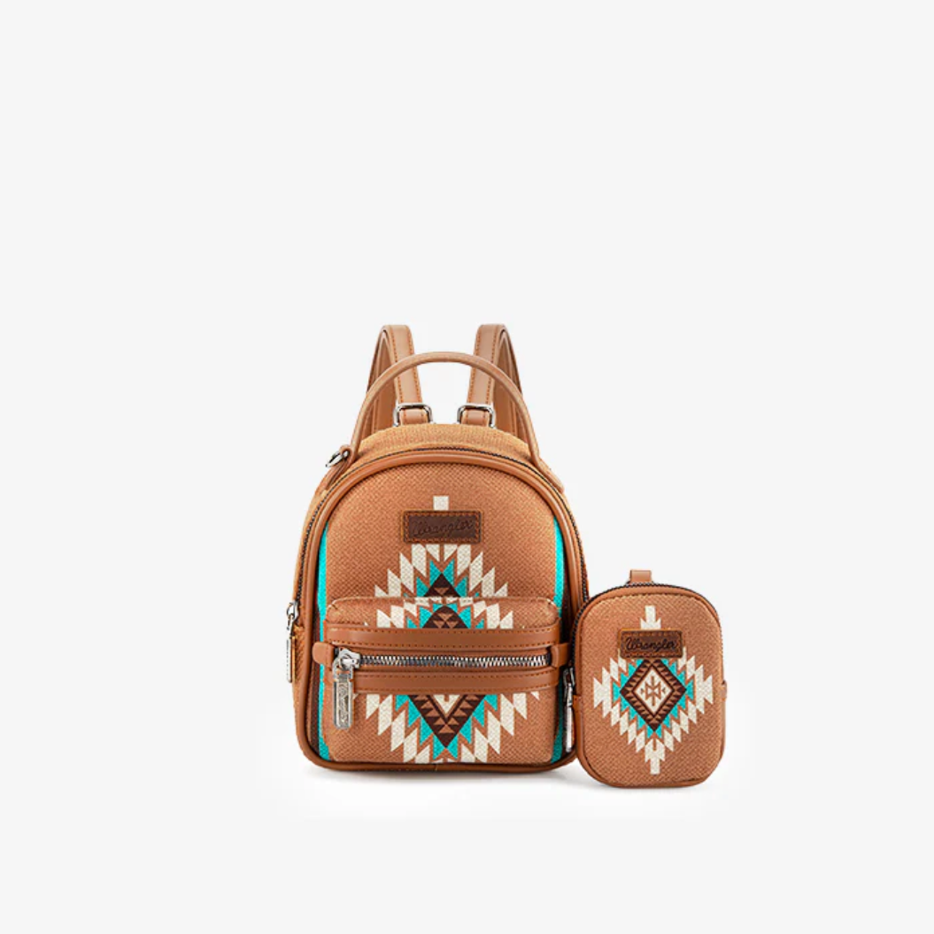 Wrangler Aztec Knitted Backpack - Brown