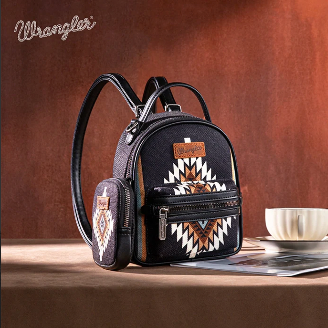 Wrangler Aztec Knitted Backpack - Black