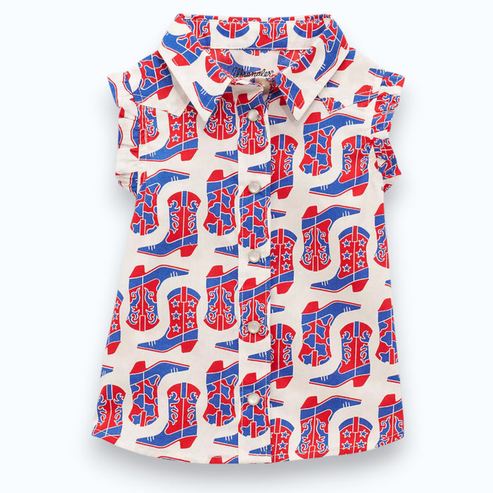 Little Girls Sleeveless Ruffle Shirt