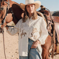 Womens Embroidered Western Snap Shirt