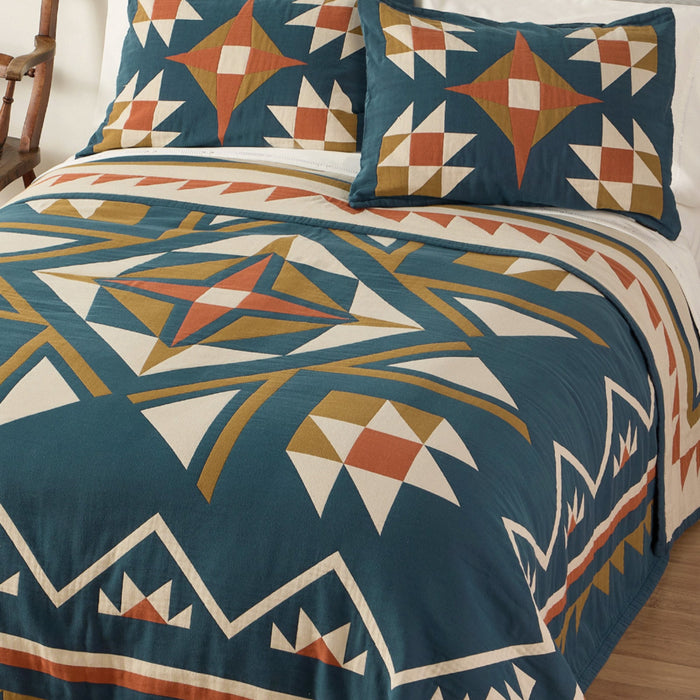 Pendleton Quilted Star Indigo Matelasse Coverlet