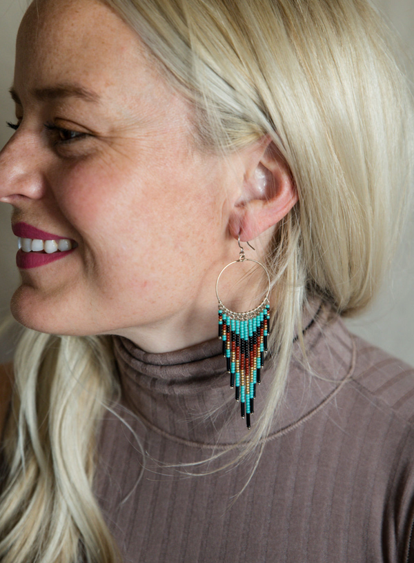 Teal Beaded Earrings